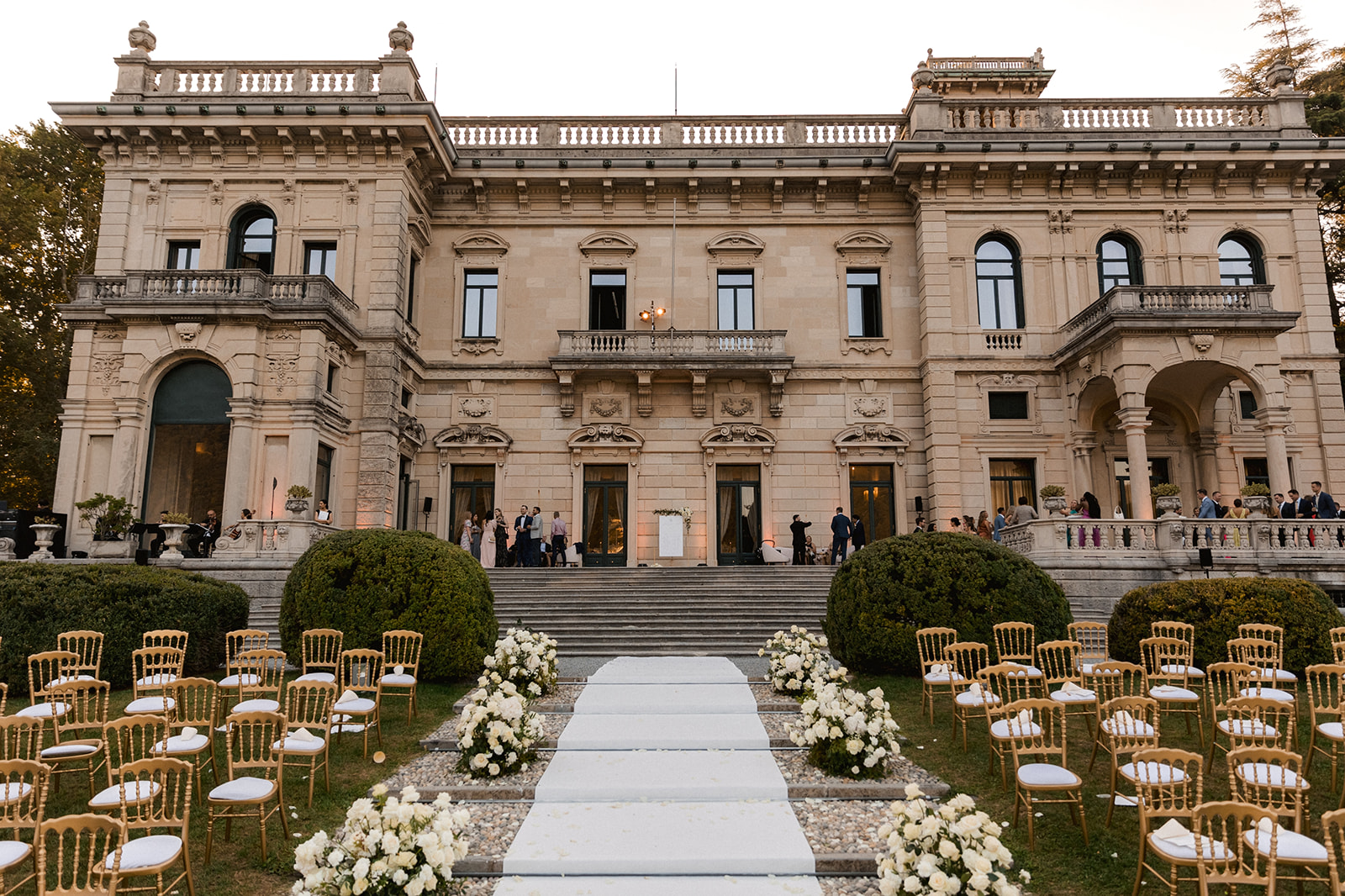Evening event atmosphere at Villa Erba Lake Como